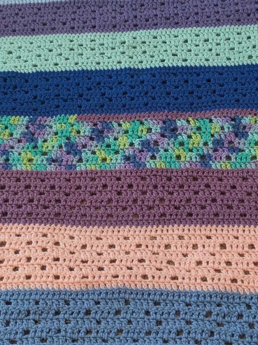 Handmade Striped Crochet Baby Blanket - Pastel & Jewel Tones